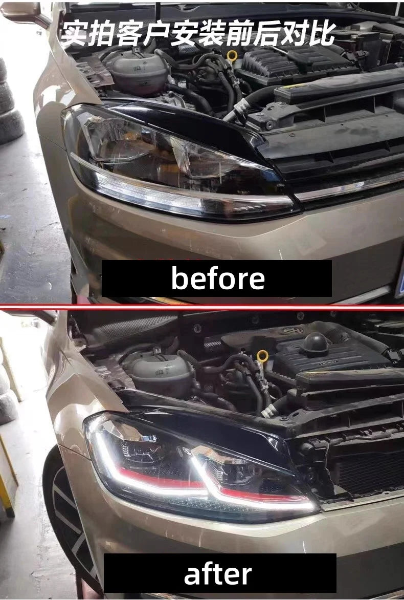 Headlight for Volkswagen vw Golf 7.5 14-20 Modified LED Head Lamp Dynamic Signal Lens Automotive Accessories