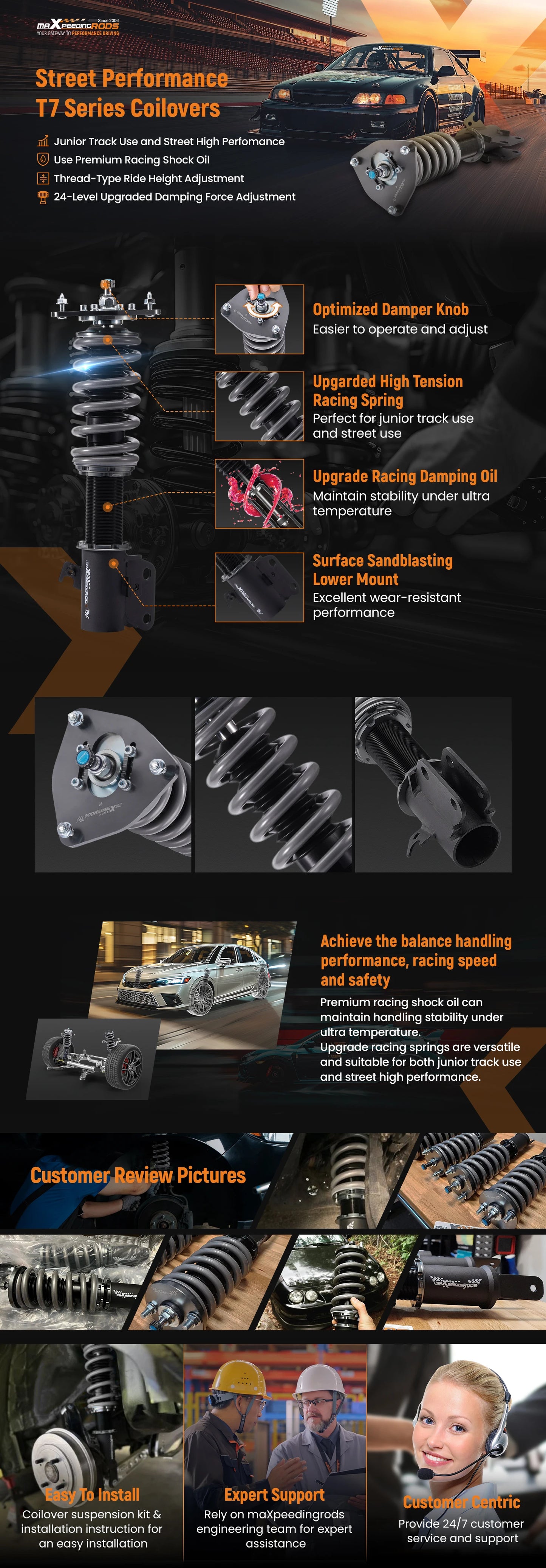 24 Level Damper Coilovers Struts for SUBARU Impreza WRX GD 02-07 Forester 03-08