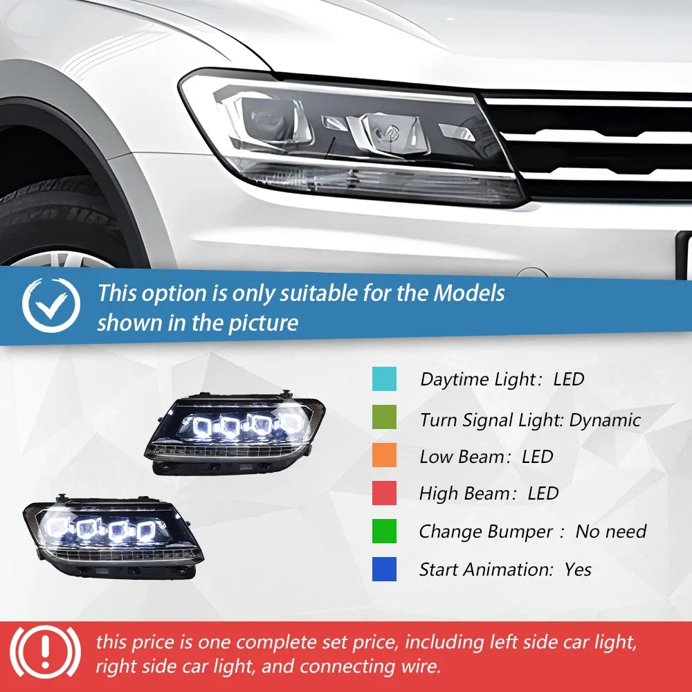 Car Front Lamps for VW Tiguan L 2017-2021 LED Auto Headlights Assembly Upgrade Bugatti Style 4 Projector Lens Accessories