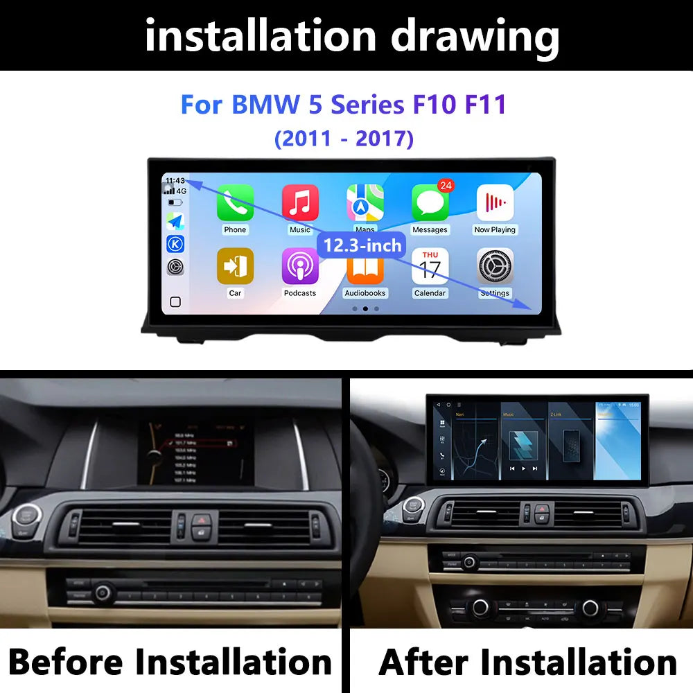 RHD For BMW 5 Series F10 F11 2011 - 2017 Android Wireless Carplay Radio Multimedia Player GPS WIFI DSP Stereo Screen Accessories
