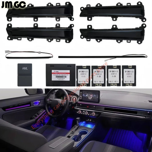 Car 64-color Dynamic Ambient light for Honda Civic Door LED LCD Trim Interior light modification Button APP control mode
