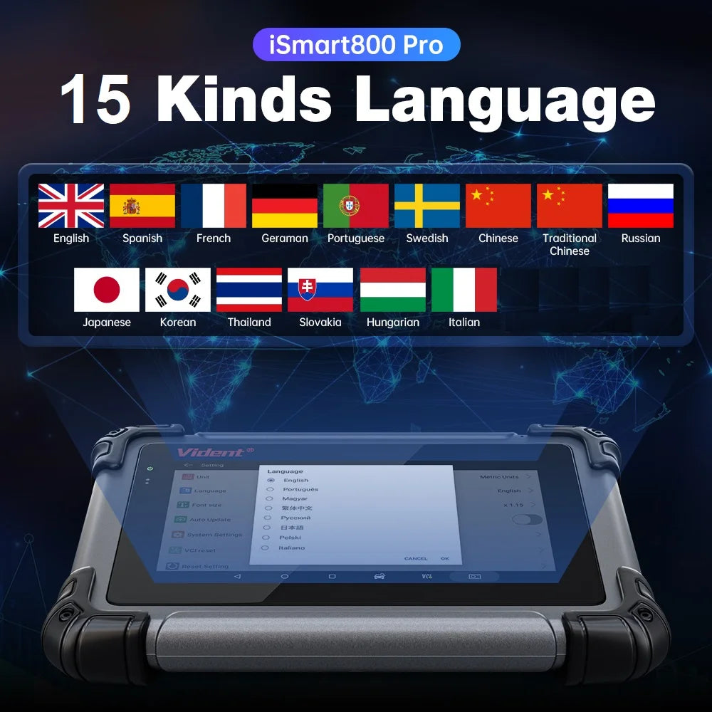 Vident iSmart800Pro Car Scanner All System Diagnosis 40 Reset Function OBDII Full Function Key Fob Programming Scanner Tool