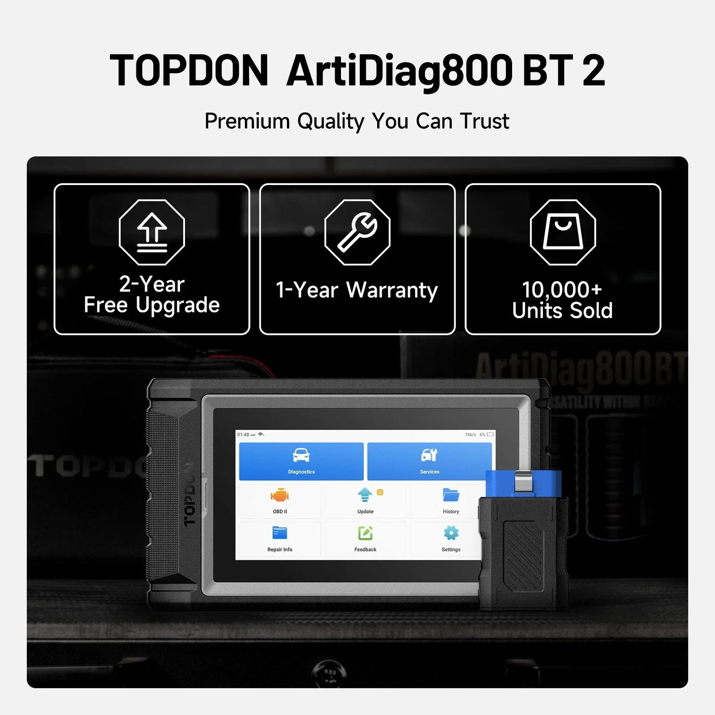 TOPDON Artidiag800 BT 2 OBDII Scanner All System Auto Diagnostic Scan Tool Bi-Directional Control Active Tes 28+ Reset Service