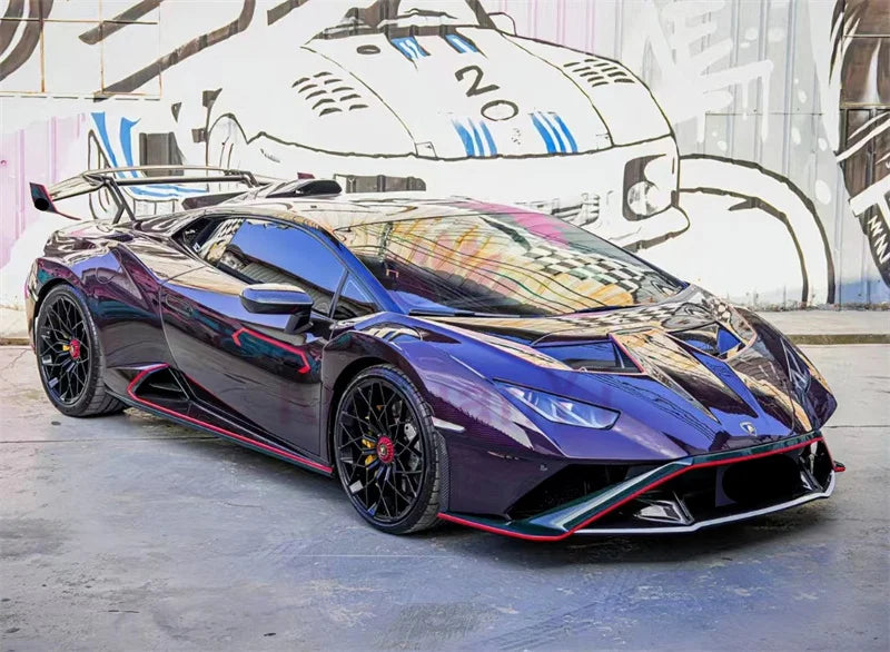 Used for Lamborghini Huracan LP610 LP580 EVO STO Style Dry Carbon Fiber Front and Rear Bumper Side Skirts Hood and Body Kit