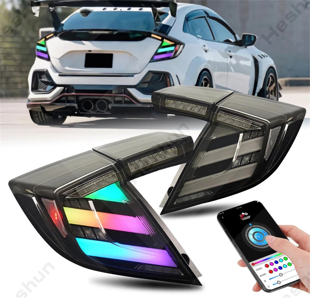Taillights For Honda Civic Hatchback/Type R 2016-2022 FK7 FK8 10th Gen Tail Lamp Rear Fog Light LED Sequential Signal Assembly