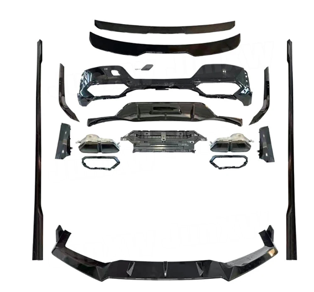 ABS Body Kits Three section Front Lip Rear Lip Top Wing Tail Wing Side Skirt Black Throat for BMW 7 Series G70 Sport 2023+