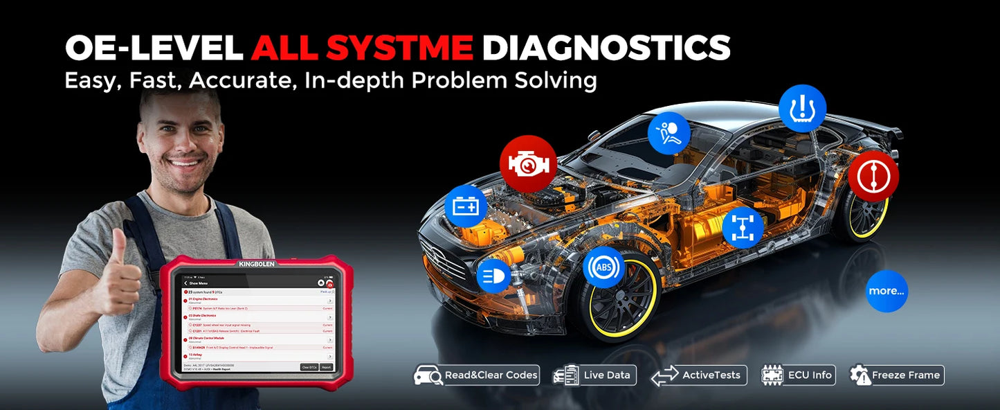 [Lifetime Free Update] KINGBOLEN K8 PRO ELITE Auto Diagnostic Tool Full System ECU Coding 40 Service Bidirectionnal OBD2 Scanner