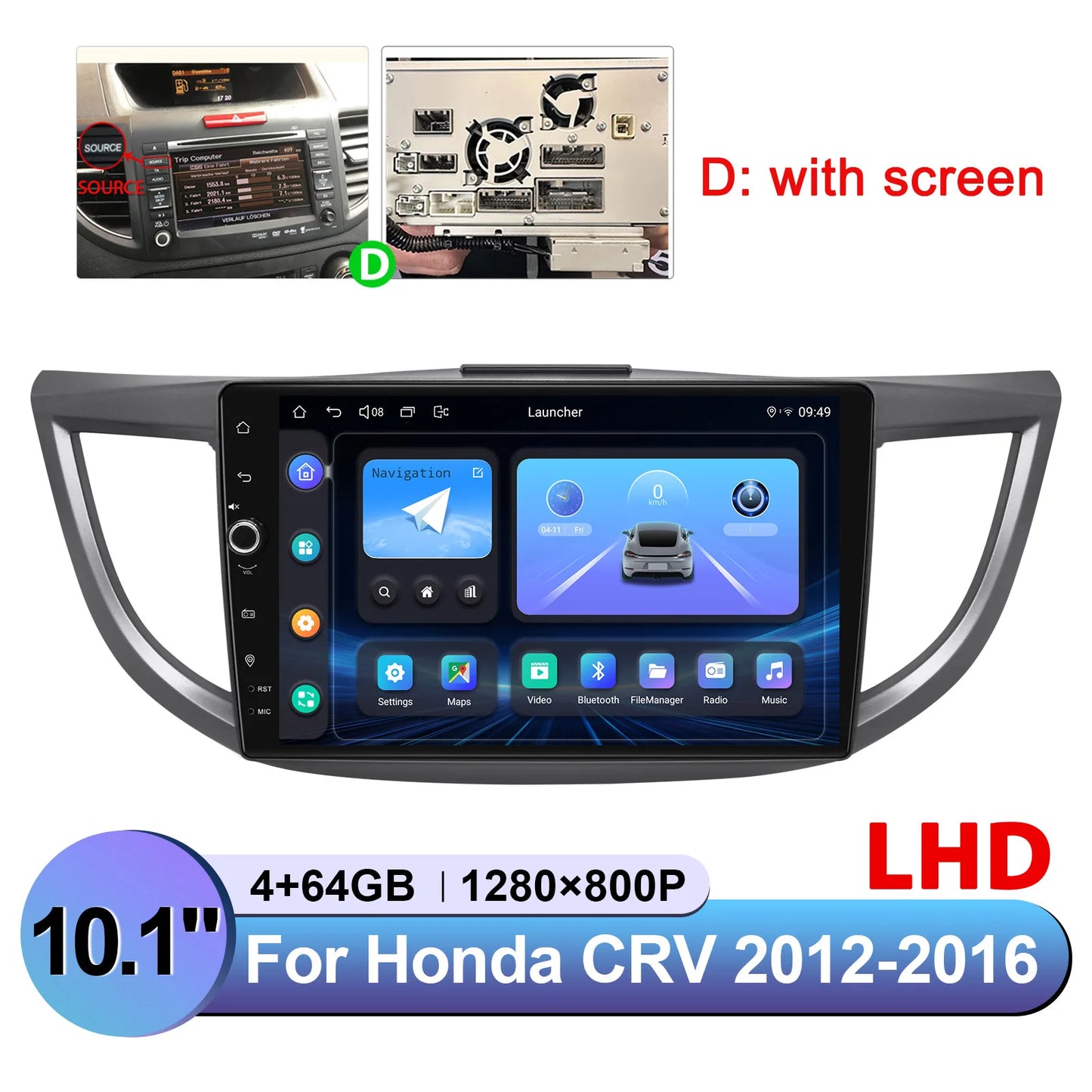 JOYING 10.1"Android 13.0 Car Stereo Radio Multimedia Playere Head Unit With Apple Carplay Android Auto For Honda CRV 2012-2016