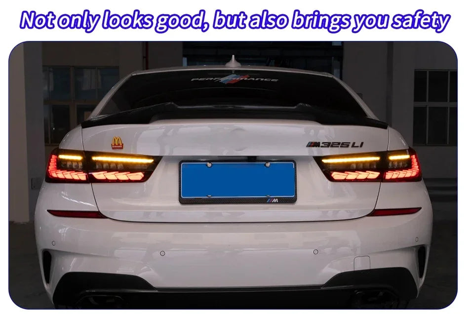 Car Taillights For BMW 3 Series G20 G28 320i 325i 330i 2020-2024 Upgrade LED Dynamic Dragon Scale Taillight Accessories Assembly