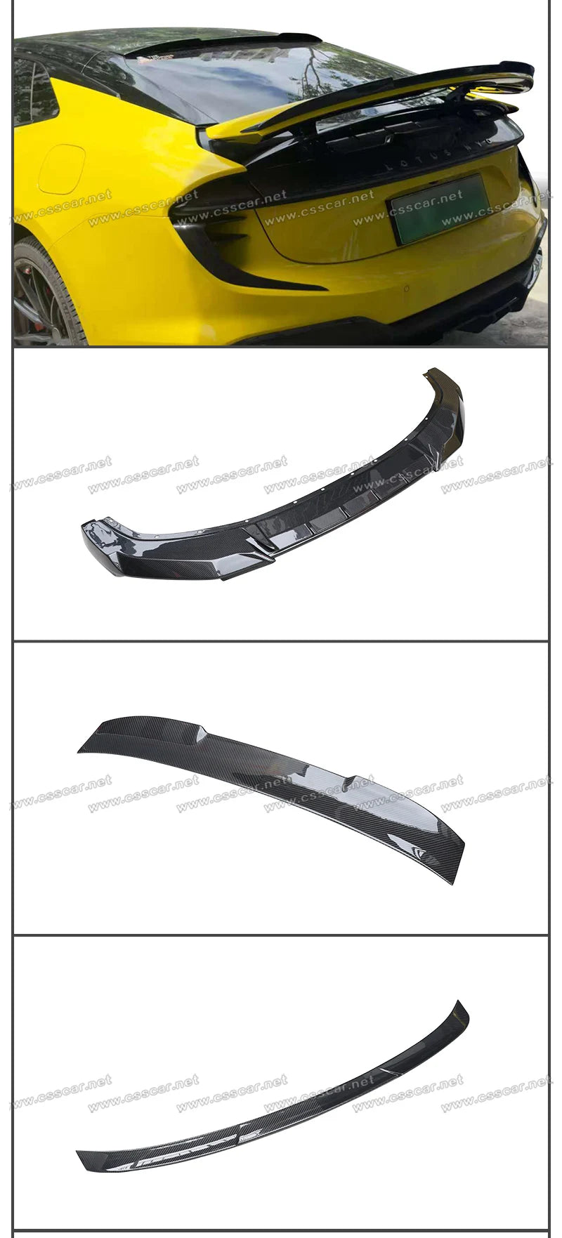 Abina Style Car Front Bumper Diffuser Rear High Spoiler Wing Splitter Canard Lip For Lotus Emeya Dry Carbon Fiber Side Skirts