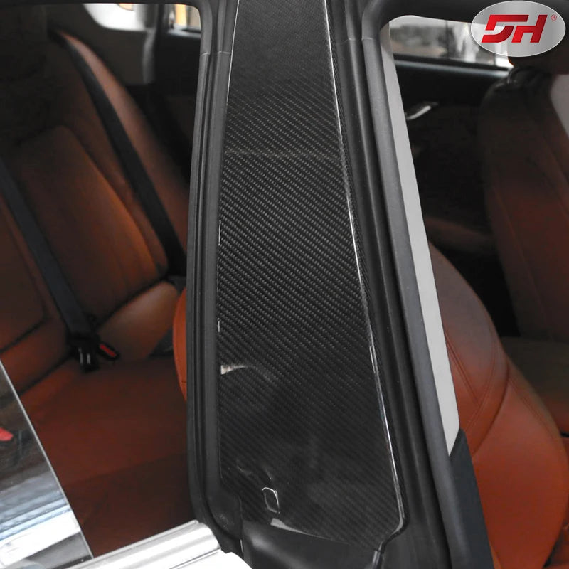 Car Carbon Fiber Window Center Pillar B-pillar Decorative Sticker Cover for Maserati Quattroporte Ghibli 2013- UP