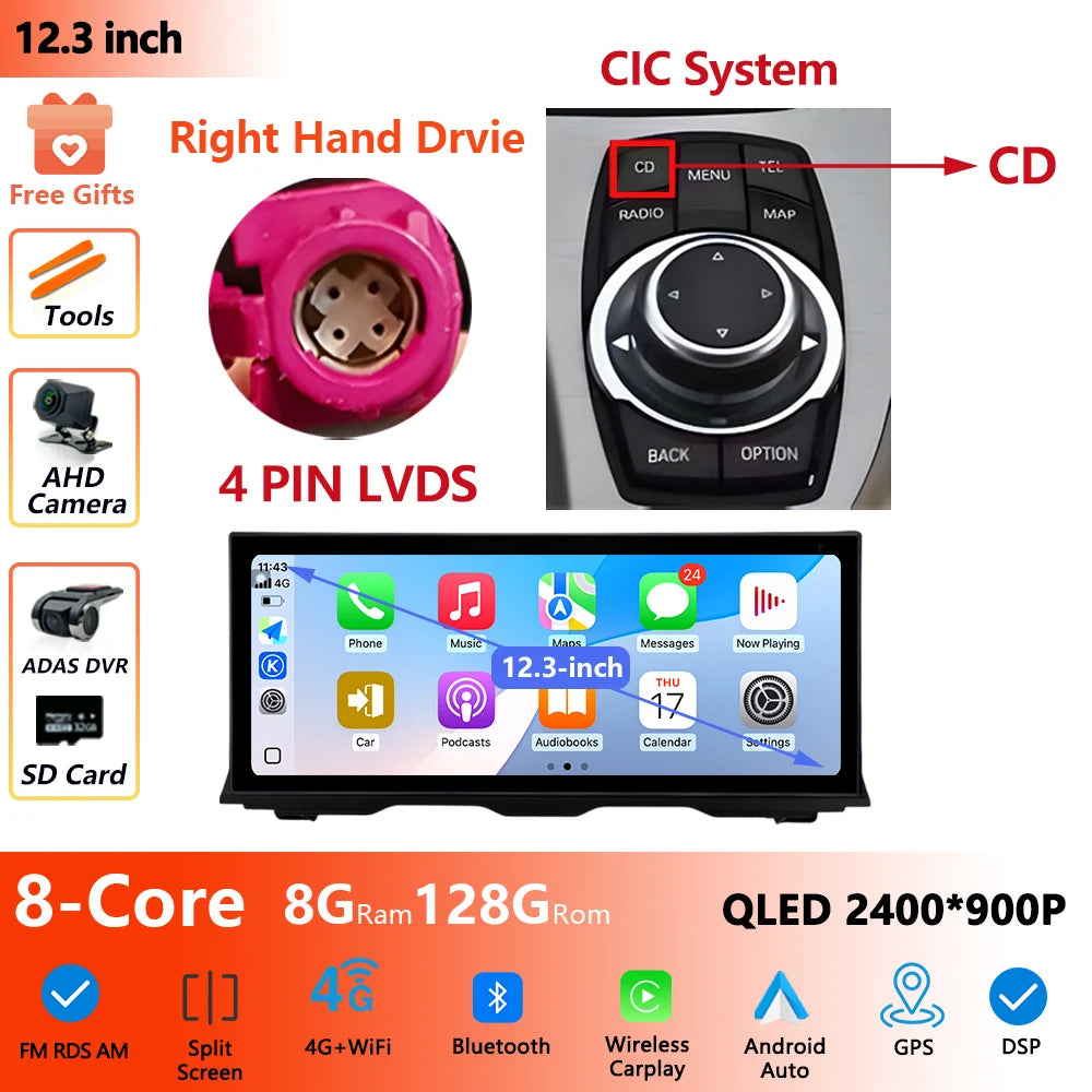 RHD For BMW 5 Series F10 F11 2011 - 2017 Android Wireless Carplay Radio Multimedia Player GPS WIFI DSP Stereo Screen Accessories