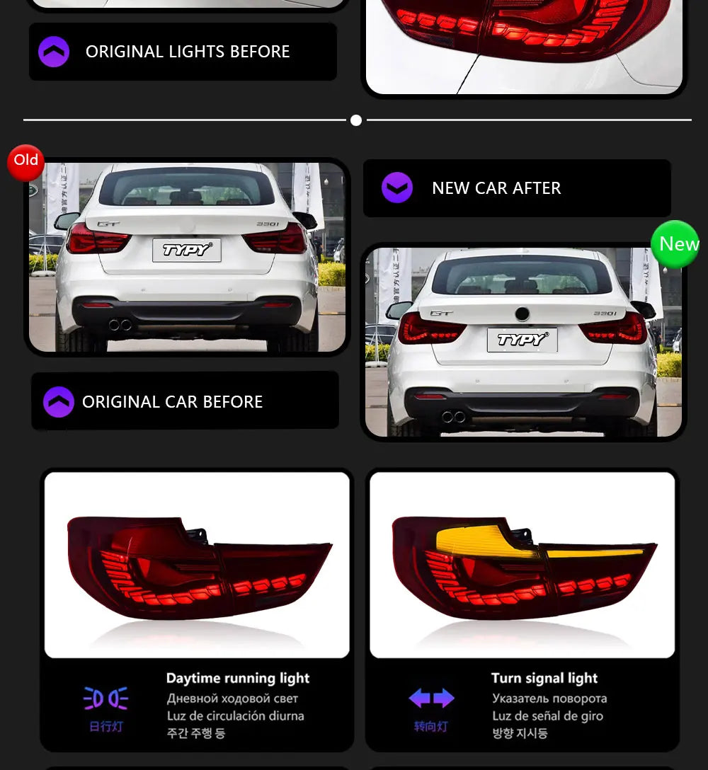 TYPY Car Tail Lights For BMW 3 Series GT F34 2013-2020 LED Car Tail Lamps Daytime Running Lights Dynamic Turn Signals