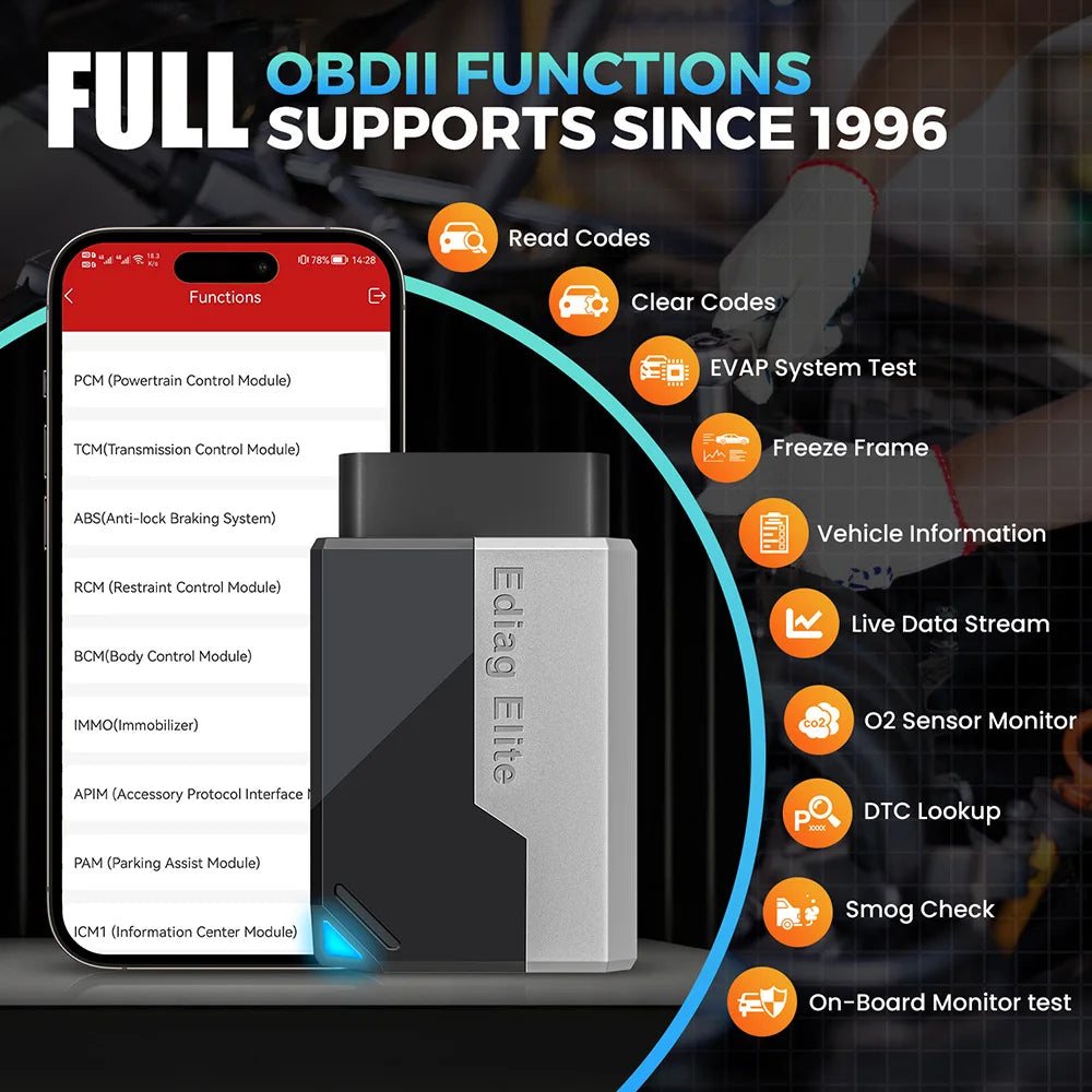 10 Pcs /Lot KINGBOLEN EDIAG Elite OBD2 Scanner Bluetooth,15 Resets Read/Clear fault code Car Diagnostic Scan Tool Lifetime free