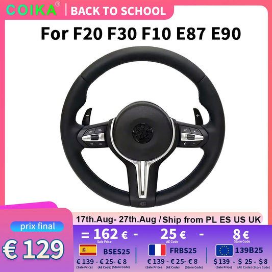 Interior M Series Leather Steering Wheel For BMW M3 M5 F20 F22 F23 F30 F33 F34 X1 F48 X5 F15 X3 F25 F80 E90 E70 E84 With Paddles