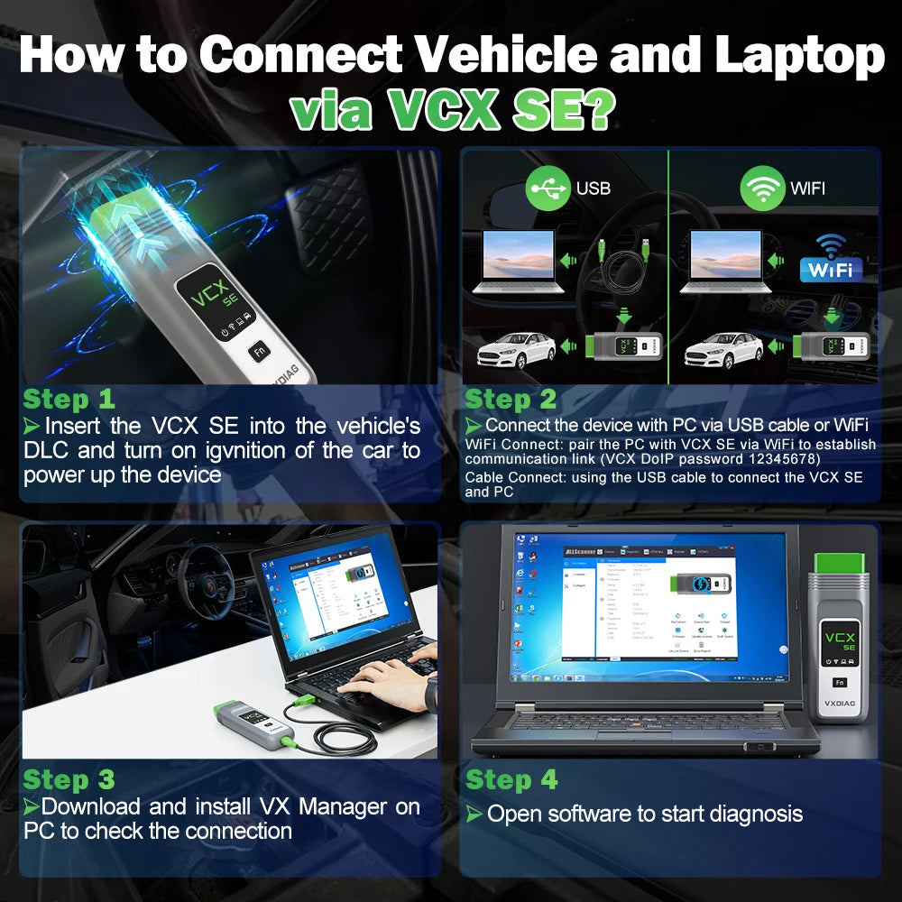 VXDIAG VCX SE J2534 Passthru Programmer OEM Reprogramming Diagnostic Tool for 11+ Brands for Mercedes Benz VW BMW JLR Porsche