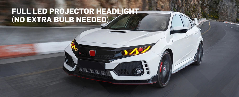 Pair Led Headlights For Honda Civic 2016-2021 Sedan Hatchback Hatch Type R Touring LX EX EX-L Sport FK7 FK8 10th Head Light Lamp