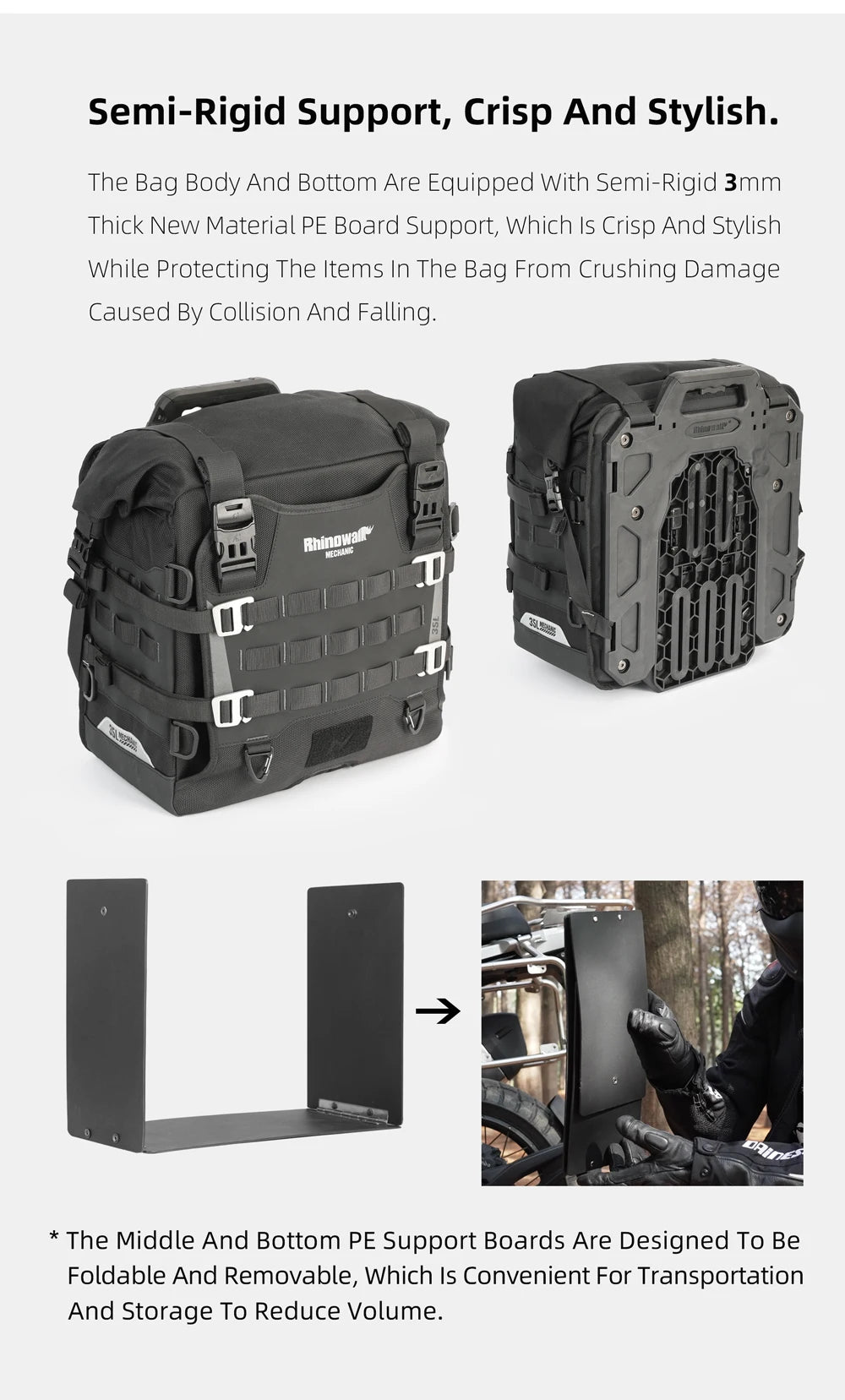 Rhinowalk Motorcycle Side Bag 35L Waterproof Quick Release Saddle Bag For BMW R1300GS R1250GS R1200GS S1000XR Motorbike Luggage