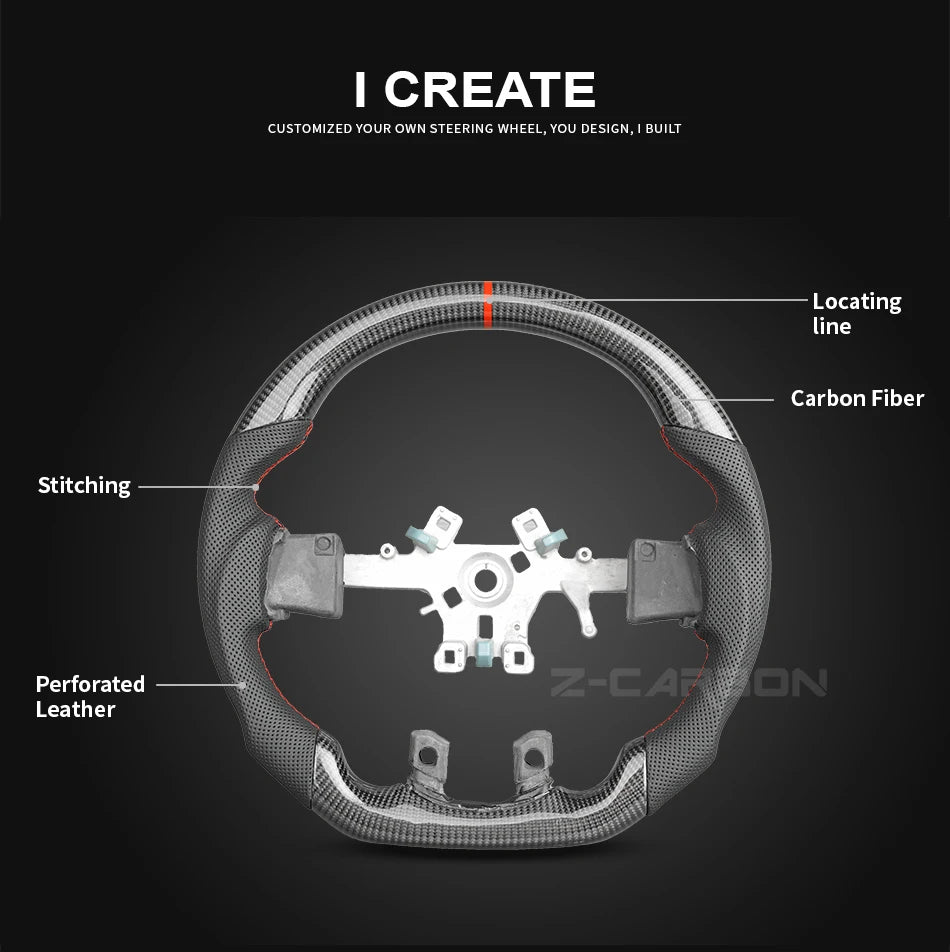 Carbon Fiber Steering Wheel For Dodge Ram 1500 2500 3500 2012‑2018 Perforated Leather Steering Wheel Replacement Accessories