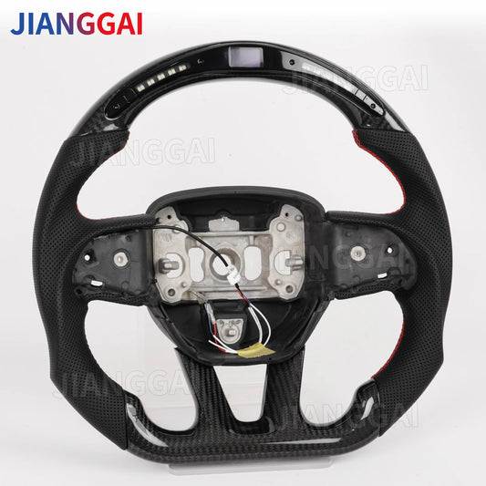 LED Carbon Fiber Steering Wheel For Dodge Challenger Charger Durango HELLCAT 2015-2020 Jeep Grand Cherokee SRT 2014-2020