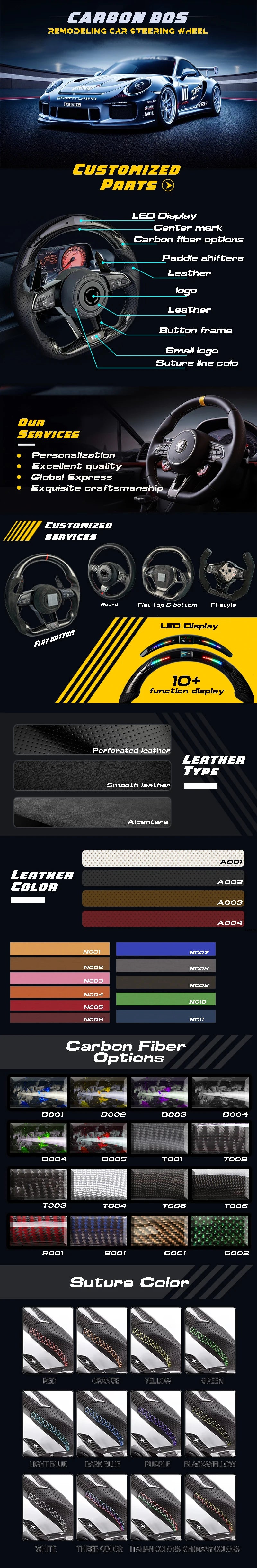 Forged Carbon Fiber Steering Wheel for Dodge CHALLENGER Challenger ChargerSRT HELLCAT Car Steering Wheel with LED Flash Cover