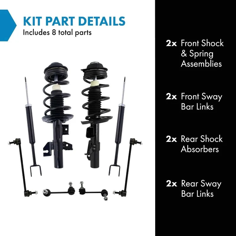 Front and Rear Suspension Kit Complete Strut & Coil Spring Assembly Shock Absorber Sway Bar Stabilizer Link for Dodge Dart