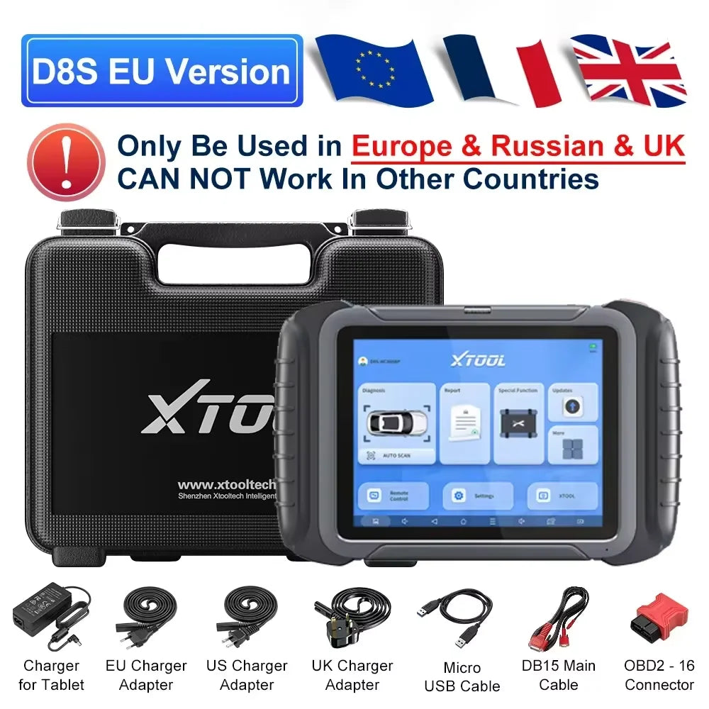 XTOOL D8S Car Diagnostic Tools Bidirectional Scan Tool Automotive Scanner ECU Coding Key Programming 42+ Services Topology Map