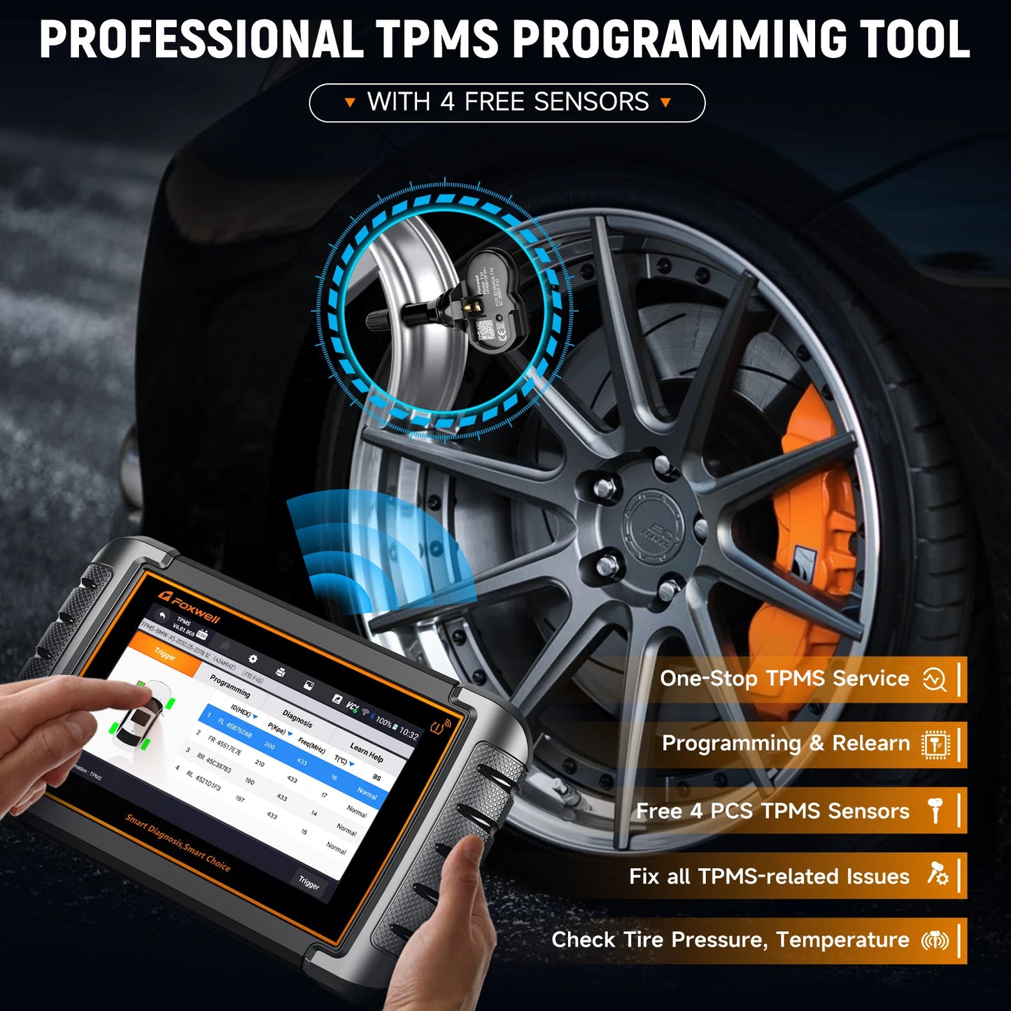 FOXWELL NT809TS TPMS Programming Tool All Systems Car Scanner Bi-Directional Control 30+ Reset OBD2 Bluetooth Diagnostic Tools