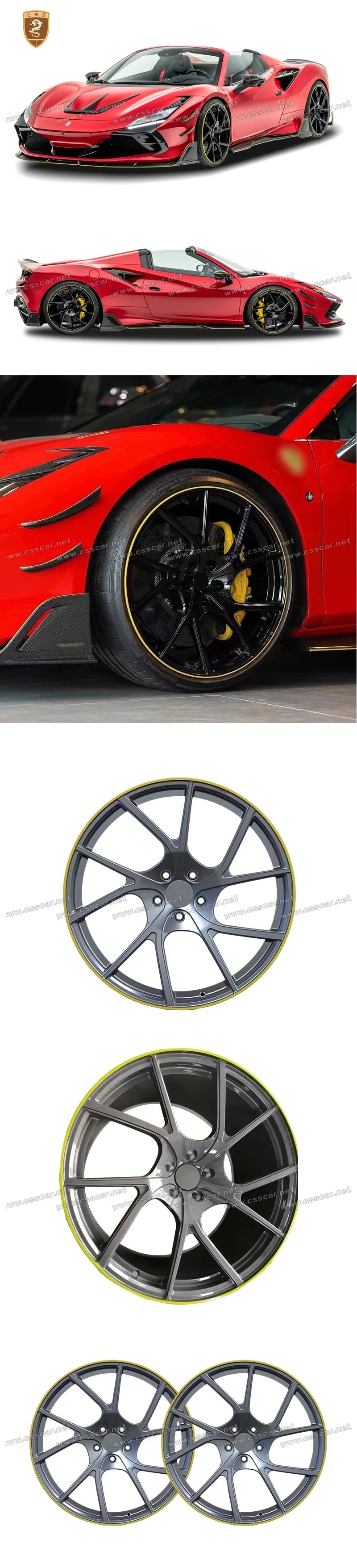 For Ferrari F8 488 458 MSY Style Car Front 20 Inch Rear 21 Inch Wheel Hub Aluminum Modification Wheel Rims Instock