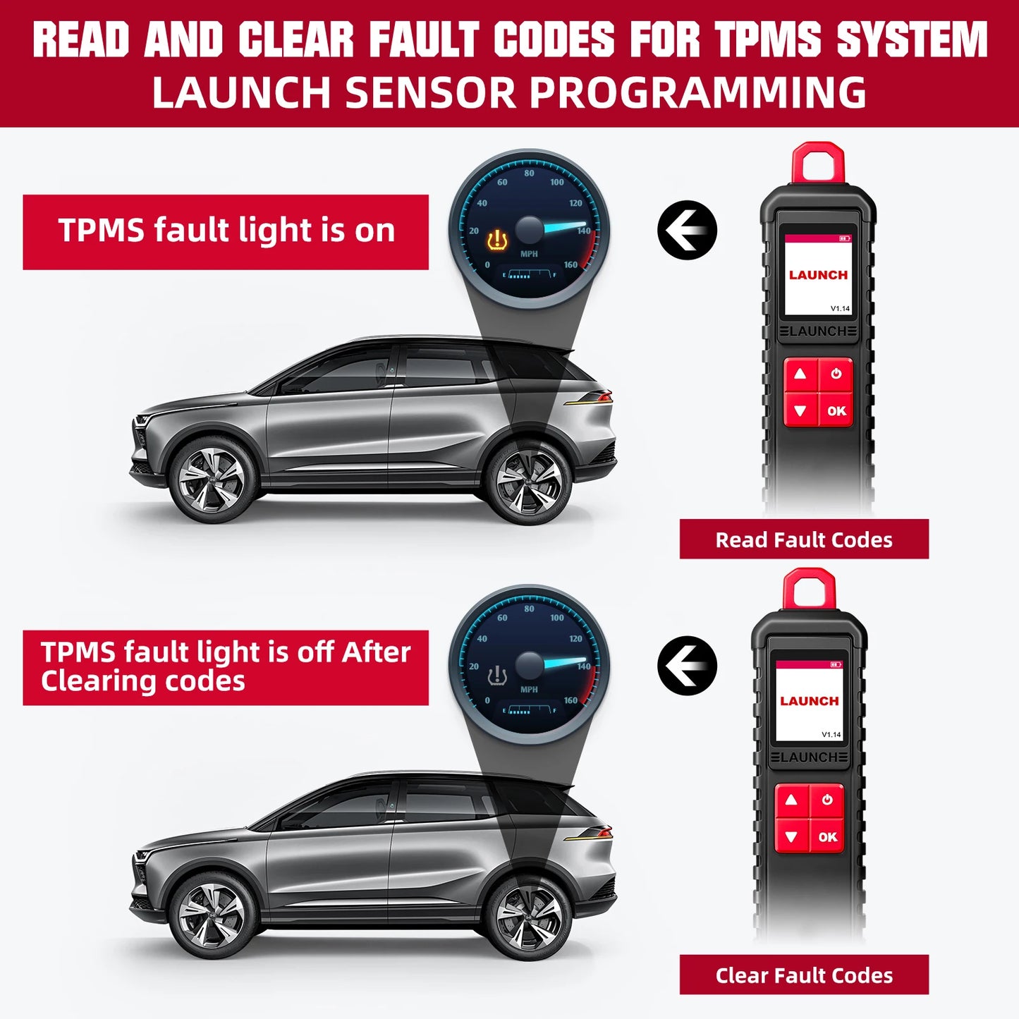 LAUNCH X431 I-TPMS TPMS Tire Pressure Diagnostic Tools Active/ Relearn/Program 315Mhz 433Mhz RF-Sensor for X431 V/V+/PRO3S/PAD V