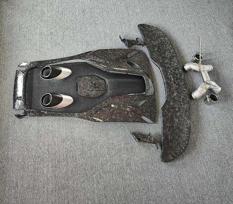 For McLaren 540C 570S Upgrade Body Kit Dry Carbon Fiber Engine Compartment Cover Rear Spoiler Exhaust Appearance-Exclusive 600LT