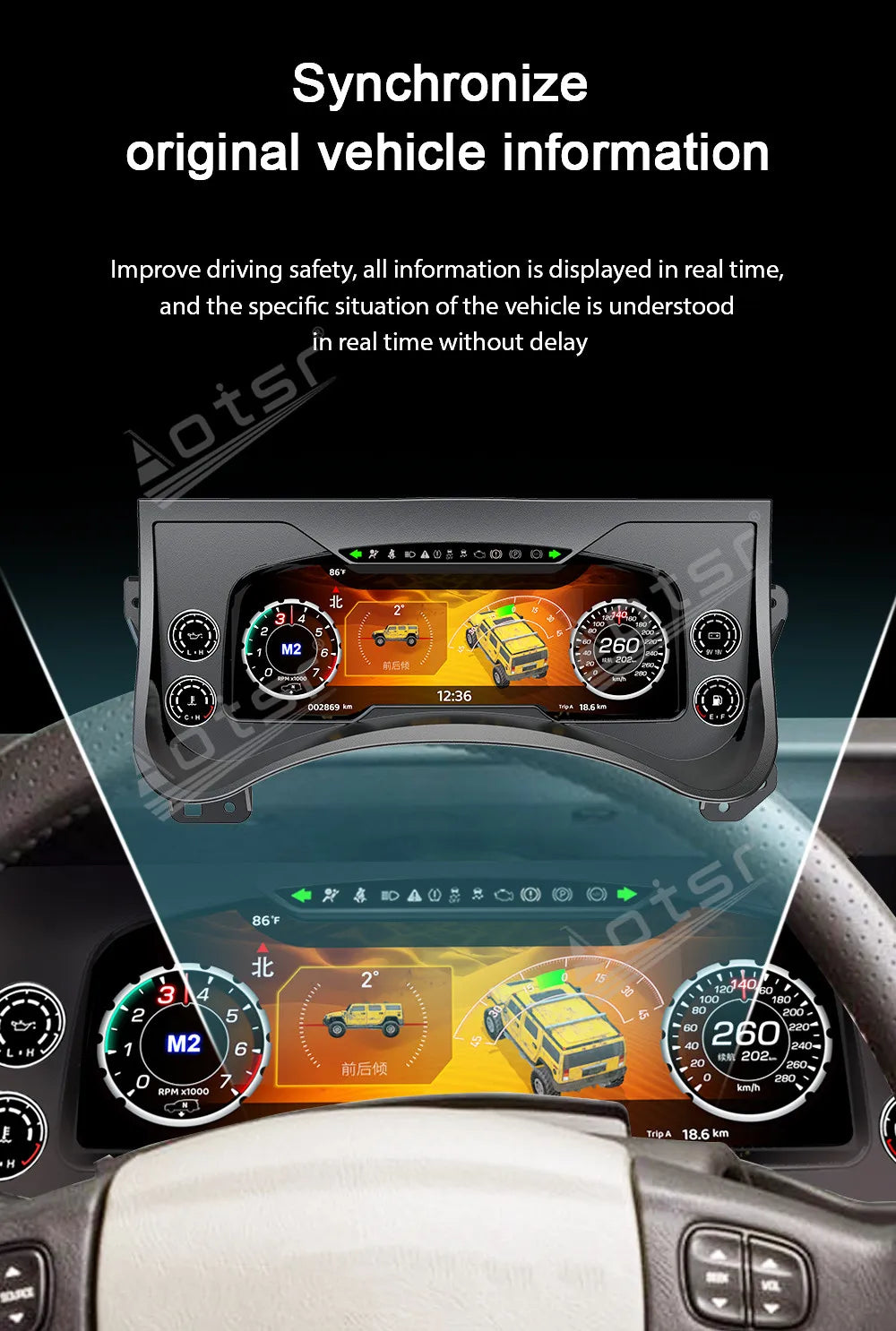 12.3 inch New Upgraded For Hummer H2 2003-2009 Speedometer Car LCD Instrument Panel Digital Cluster Virtual Cockpit