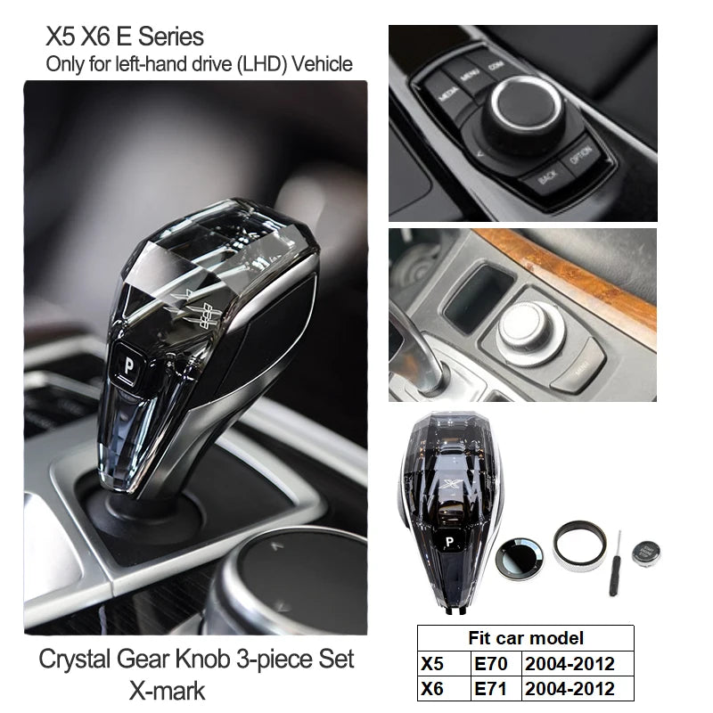 Color Name: Gold - Crystal Gear Shift Lever Knob Set for BMW  X5 Series G05 E70 F15  X6 Series G06 E71 F16 X7 G07 3 Series G20 X3 G01 X4 G02 - Premium Interior Parts from NoEnName_Null - Just $204.99! Shop now at Rapidvehicles