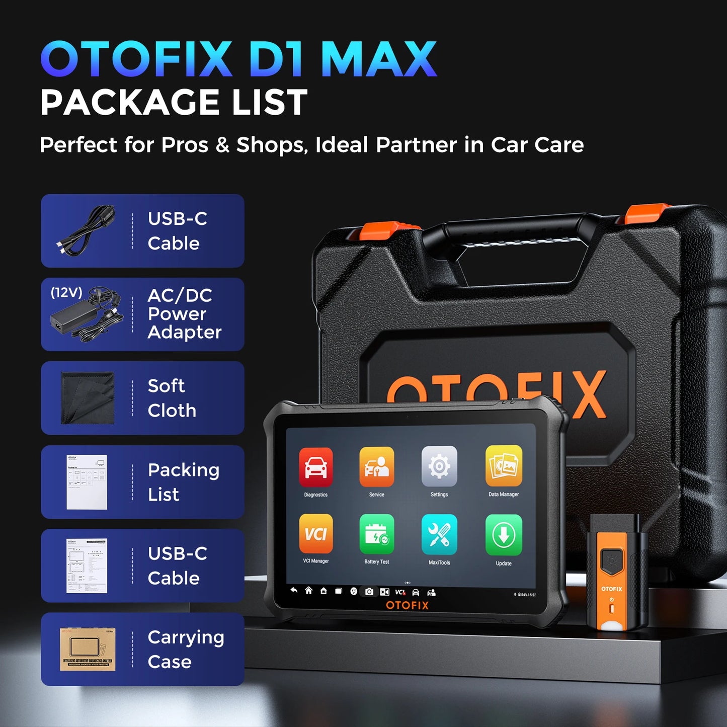OTOFIX D1 Max Automotive Diagnostic Scan Tool Bi-Directional Scanner ECU Coding DoIP & CANFD 2 Years Update Upgraded of D1 PRO
