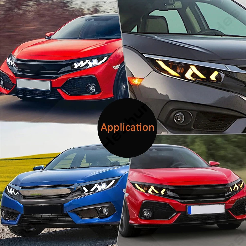 Pair Led Headlights For Honda Civic 2016-2021 Sedan Hatchback Hatch Type R Touring LX EX EX-L Sport FK7 FK8 10th Head Light Lamp