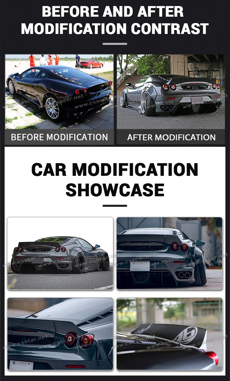 FRP Material Rear Truck Wing Lid For Ferrari F430 Upgrade LB Style CarTail Truck Spoiler Lip Ducktail Wing Moulding Accessory