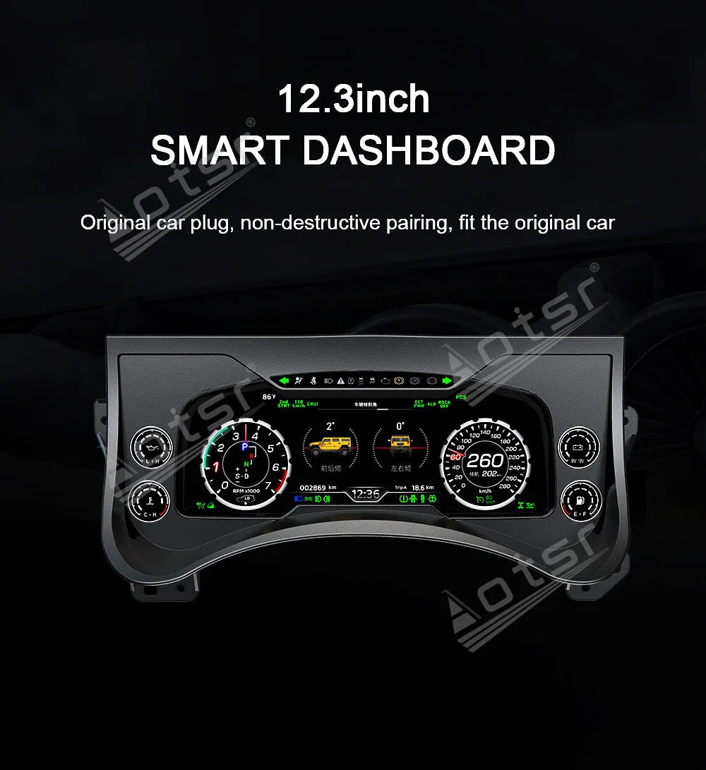 12.3 inch New Upgraded For Hummer H2 2003-2009 Speedometer Car LCD Instrument Panel Digital Cluster Virtual Cockpit