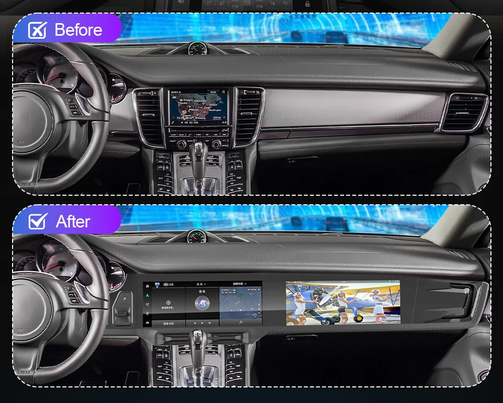 NaviHua New Upgrade Car Interior  For Porsche Panamera 2010-2016 Android Car Radio LCD Console Climate Control Panel Stopwatch