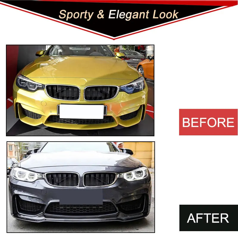 For BMW F80 M3 F82 F83 M4 2014-2019 Carbon Fiber Car Front Bumper Lip Spoiler Add On Racing Front Lip Chin Apron Body Kit
