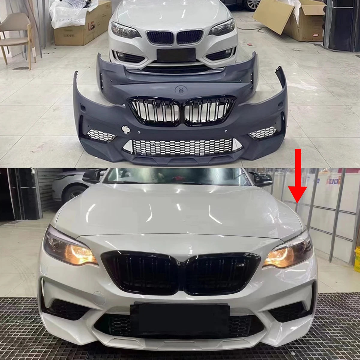 Bodykits for BMW 2 Series F22 F87 218d 220d Front Bumper Splitter Rear Diffuser Lip M2 CS Competition Style Side Skirt 2014-2021