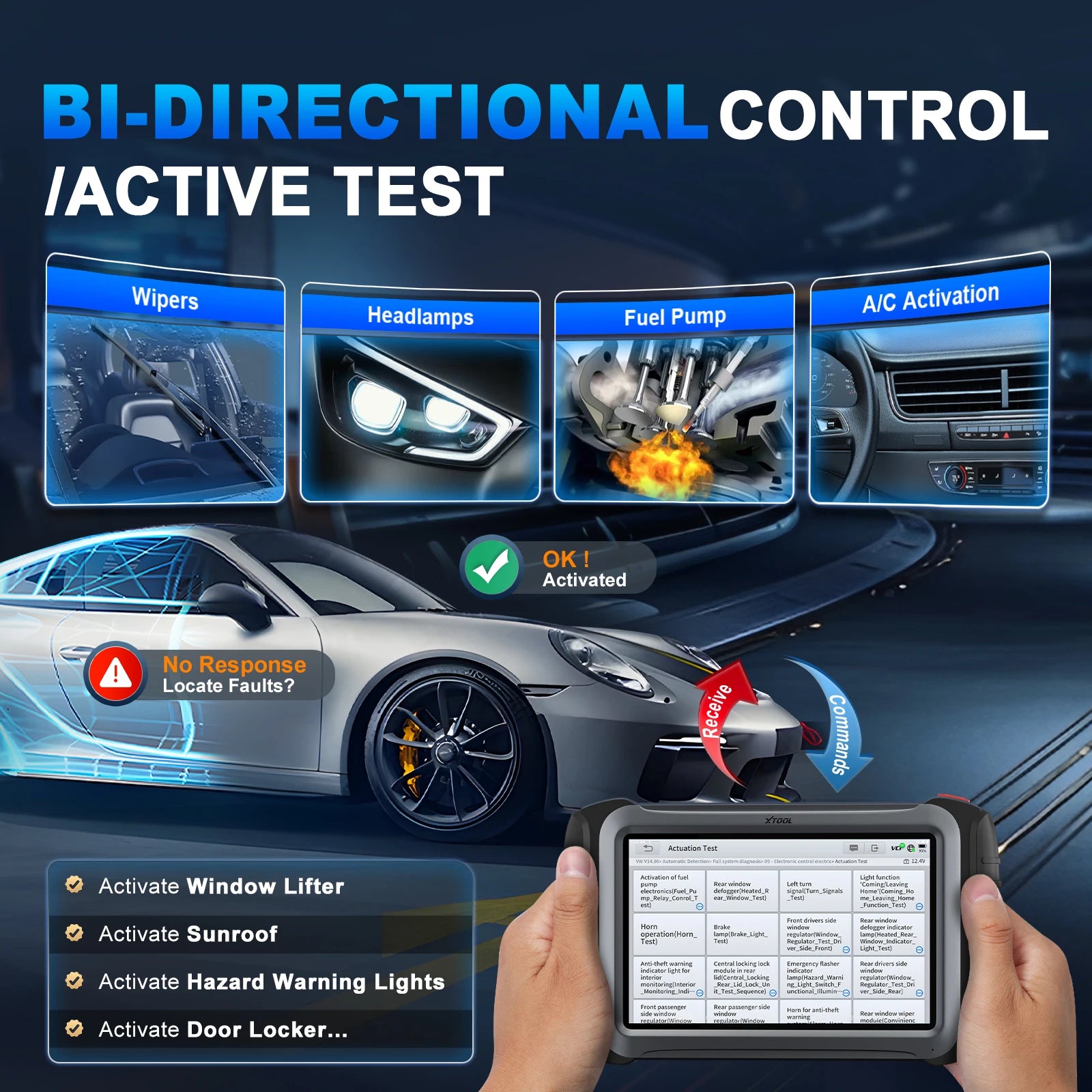 XTOOL InPlus IP919 MAX Bluetooth Car Diagnostic Tools ECU Programming J2534 Bi-directional 42+ Resets Scanner With Topology FCA