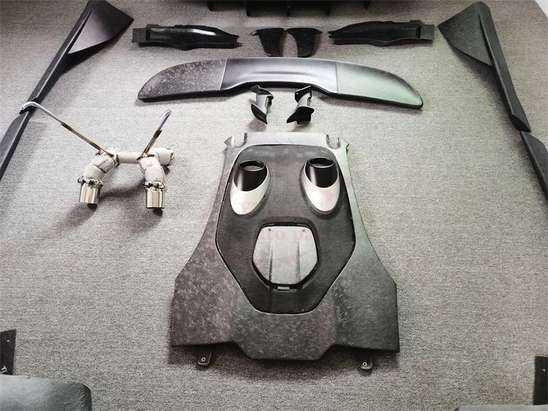 Forged semi-carbon fiber 600LT style front Rear bumper side skirt spoiler rear hood exhaust for McLaren 540C 570S Upgrade 600LT