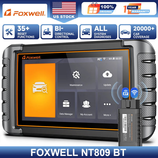 FOXWELL NT809BT OBD2 Bluetooth Car Diagnostic Tool All System Bi-Directional Test 30+ Reset Code Reader OBD2 Scanner Tool