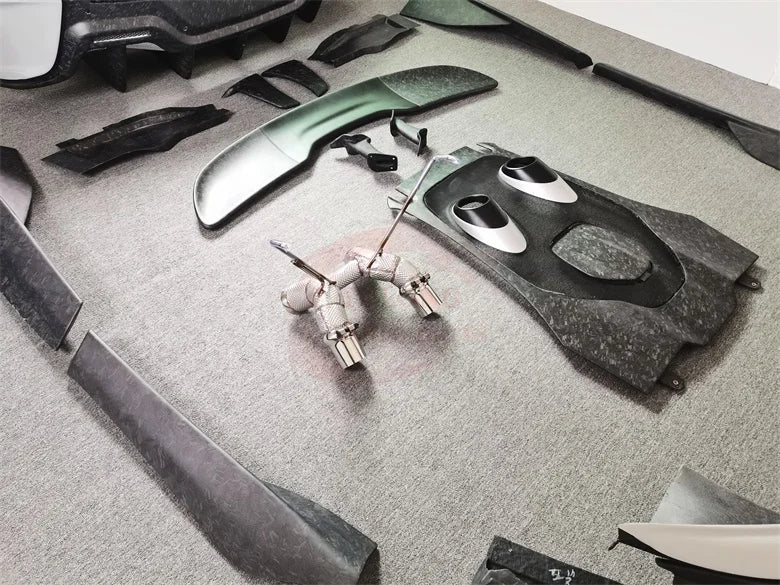 Forged semi-carbon fiber 600LT style front Rear bumper side skirt spoiler rear hood exhaust for McLaren 540C 570S Upgrade 600LT