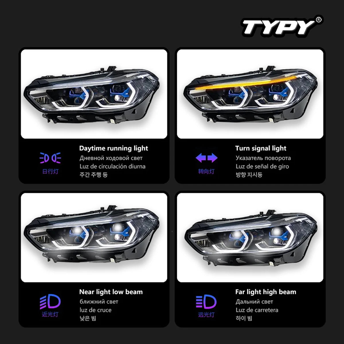 TYPY Car Lights For BMW X5 G05 2019-2022 Headlight LED Projetor head Lamp Daytime Running Light Automotive Accessories