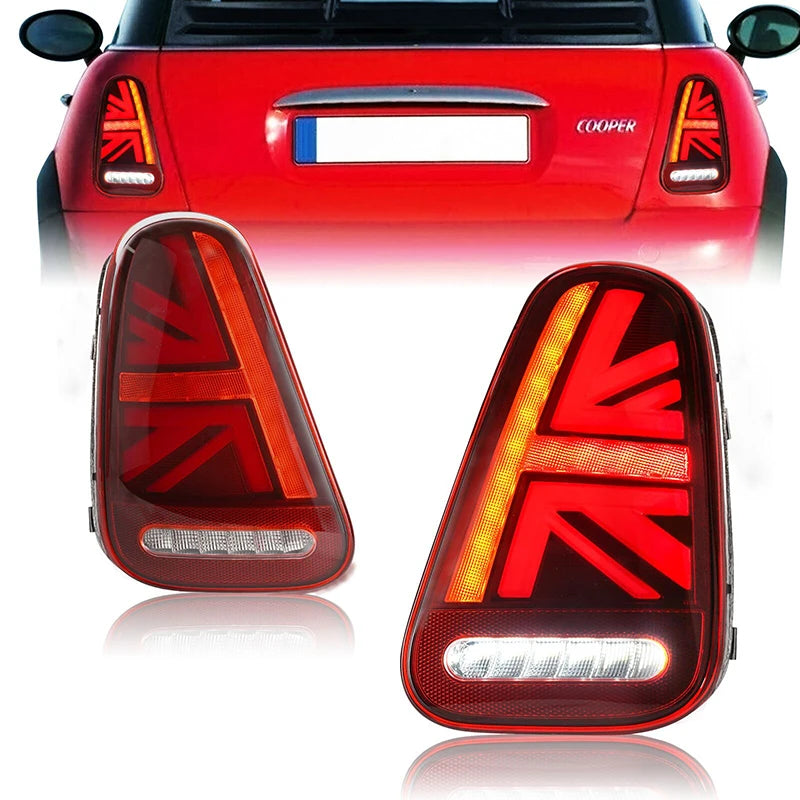 2PCS Brand New Union Jack Style LED Tail Light with Brake Reverse Turn Signal for BMW Mini Cooper R50 R52 R53 2001-2007