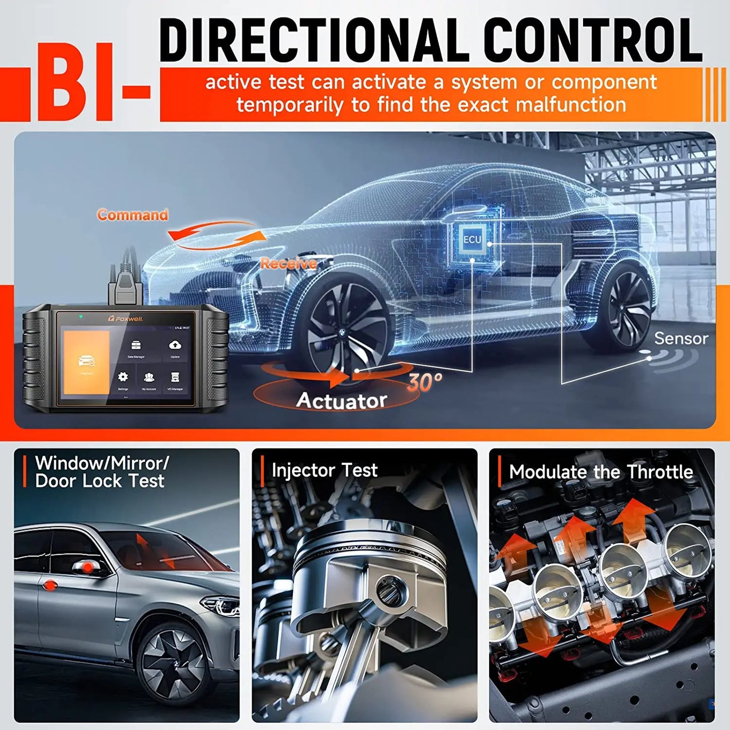 FOXWELL NT710 For VAG VW Audi Seat Bidirectional Car OBD2 Scanner Car Diagnostic ECU Coding All System A/F Adjust IMMO 30+ Reset