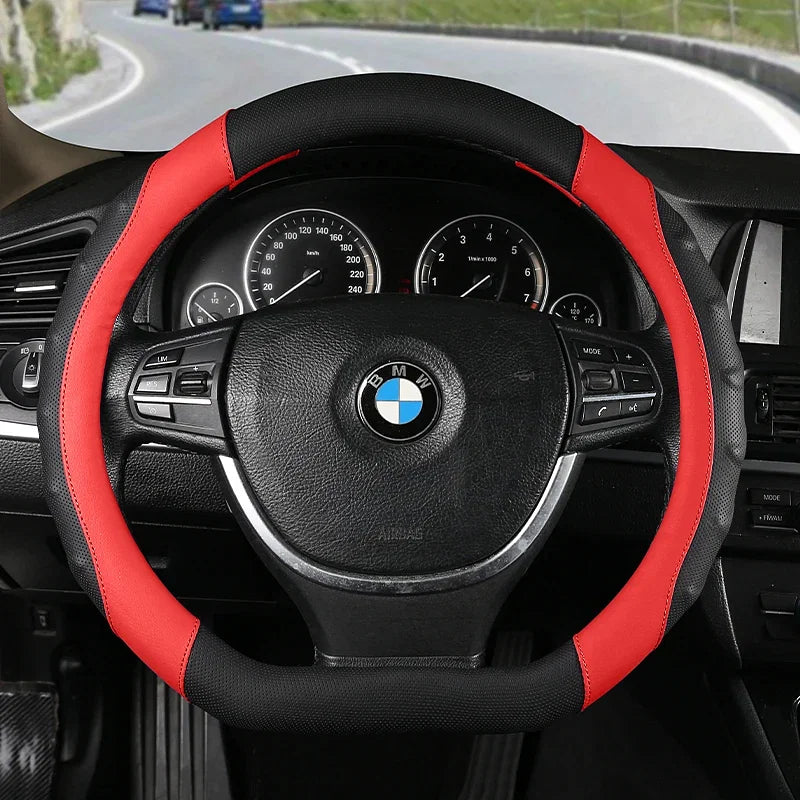 Color Name: multi - Car Anti-Slip Leather Steering Wheel Cover Universal Car Steering Wheel Protective Cover Fashion Style 38cm Sport Style O D type - Premium Interior Accessories from NoEnName_Null - Just $44.20! Shop now at Rapidvehicles