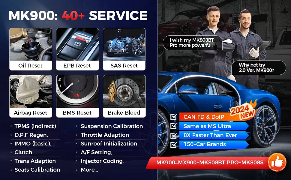 Autel MaxiCOM MK900 Car Diagnostic Tools 40+ Services DoIP & CAN-FD Car Scanner OBD2 Automotive Scan Tool Upgrade of MK808S