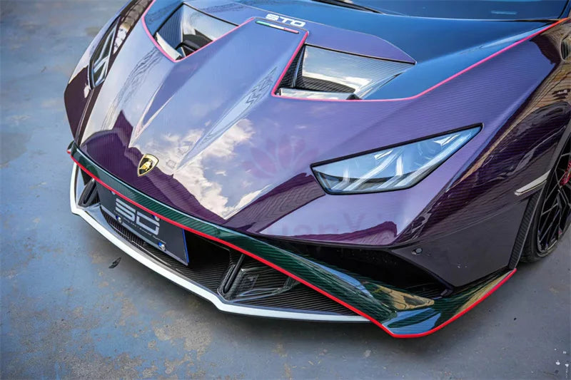 Used for Lamborghini Huracan LP610 LP580 EVO STO Style Dry Carbon Fiber Front and Rear Bumper Side Skirts Hood and Body Kit